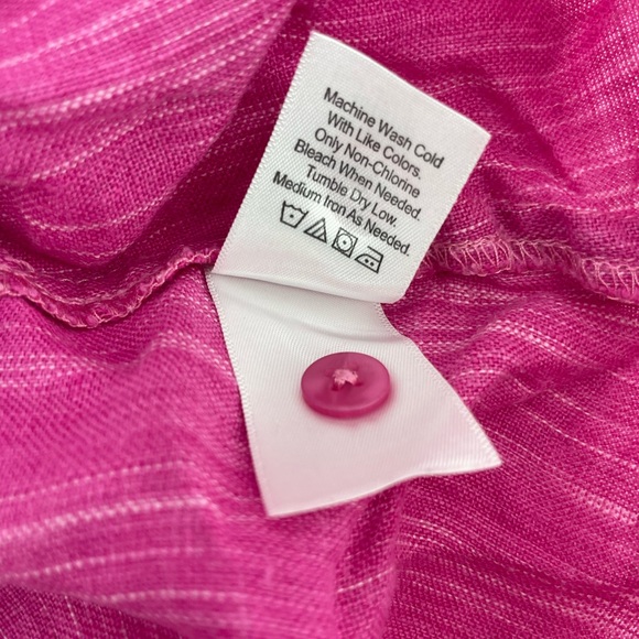 Coldwater Creek 100% Linen Shirt - Pink with thin white stripes - Size 1X - 18 - Picture 7 of 8